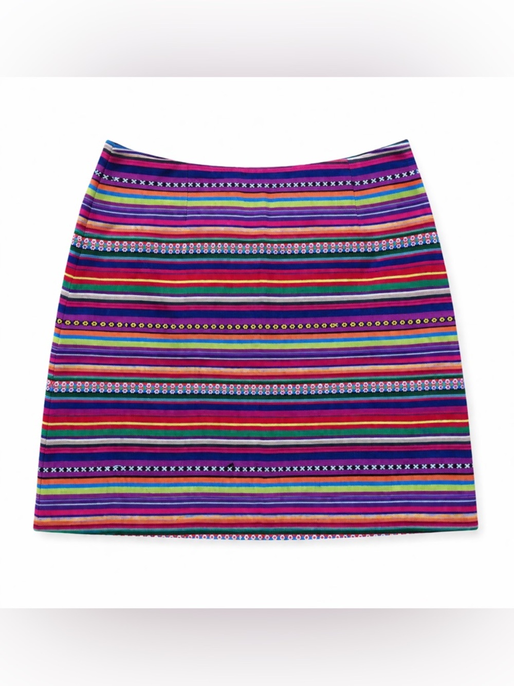 Kaiselyn Multicolor Striped Mini Skirt Medium Boho Tribal Festival